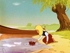 영화의 은유 중 하나는 제르다가 맨발로 강에 신발을 희생하는 모습으로 묘사된 자연과 그 주인공들의 상호 작용이다.