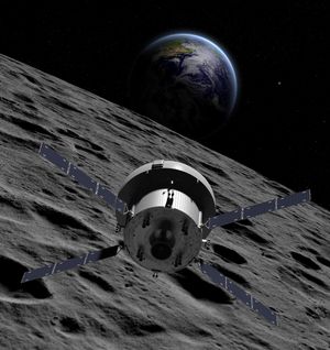 달 궤도의 오리온 우주선 상상도