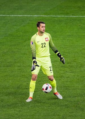 2016년 유로에서 포르투갈을 상대로 폴란드 대표팀에서 뛰고 있는 파비안스키