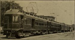 1911년경 로체스터 지선에서 운행되는 이리 철도의 전철 통근 열차