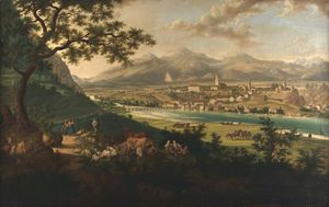 안톤 하인의 크란 조감도 (19세기 전반, 슬로베니아 국립 박물관)