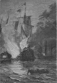 알퐁스 드 누빌의 해저 2만 리에 묘사된 비고 만 해전.