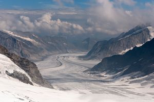 융프라우피른 꼭대기에서 내려다본 모습