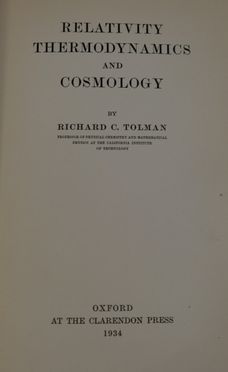 《상대론, 열역학 및 우주론》 (1934)의 표지