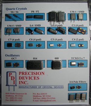 수정 진동자 제품의 일반적인 패키지 유형