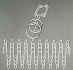 4개의 권선이 있는 회전 전기자 단상 발전기의 전기자와 출력 사인파