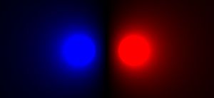 물리적 전기 쌍극자의 전위 지도. 음의 전위는 파란색, 양의 전위는 빨간색으로 표시된다.