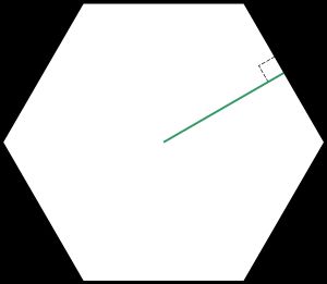 정육각형의 변심거리(초록색 선분)
