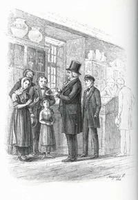 1848년 컬렉션을 방문객들에게 보여주는 톰센. 당시 그림.