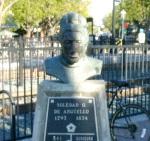 레드우드 시티 지역은 1795년 캘리포르노 정치인 호세 다리오 아르구엘로에게 하사된 란초 데 라스 풀가스의 일부였다. 라스 풀가스는 결국 마리아 소레다 오르테가 데 아르구엘로에게 상속되었으며, 그녀는 아르구엘로 광장에 흉상으로 기념되어 있다.