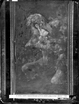 1874년 J. Laurent가 귀머거리의 집에서 촬영한 고야의 《자식을 잡아먹는 사투르누스》 검은 그림 벽화