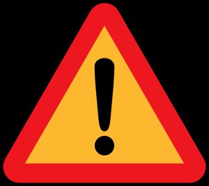 전차 및 기차 주변의 사각지대를 경고하는 데 사용되는 일반적인 경고 표지판