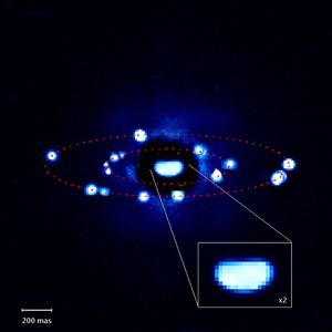 실비아와 두 개의 위성 (9일 분의 이미지를 합성)