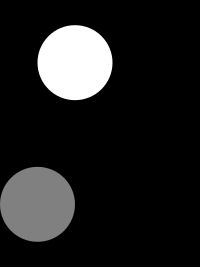 두 쌍의 접하는 원. 위는 내접, 아래는 외접