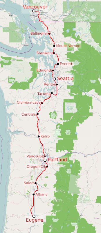 암트랙 캐스케이즈 노선도