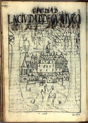 1615년 잉카 화가 펠리페 구아만 포마 데 아야라가 그린 우아누코 그림.