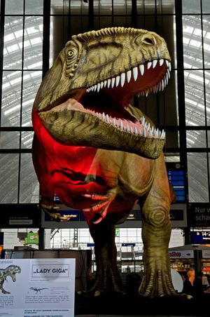 "레이디 기가"라는 별명이 붙은 실물 크기 모형, 프랑크푸르트 중앙역.