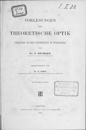 이론 광학 강의, 1885