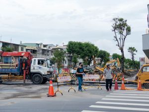 가이셴 2로 복구 작업에 동원된 중장비