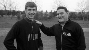 피에리노 프라티와 로코, 1967-68 시즌 A.C. 밀란 훈련 중