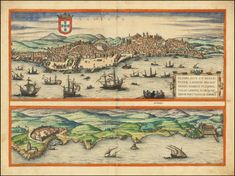 타구스 강에 있는 캐러벨과 캐랙, 멀리 중앙에 성이 있는 모습, 작가 미상 (1572)