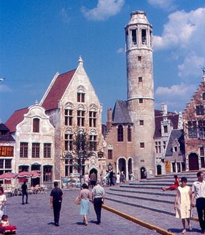 1964년 뉴욕 세계 박람회의 벨기에 마을. 이곳에서 와플이 미국에서 대중화되었다.