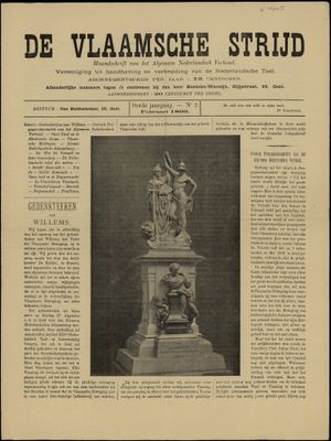 1899년 신문 De Vlaamsche Strijd에서 발췌. 겐트 대학교 도서관에 보존되어 있으며, 선전의 좋은 예이다.