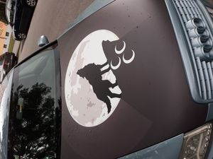 2019년 뮌헨에서 한 차량에 그려진 회색 늑대 상징