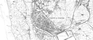 1890년 배로 지도로 월니 섬의 개발이 없고 퍼니스 노선 북쪽에는 거의 개발이 없는 모습