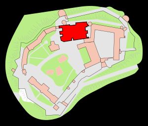 바벨 대성당의 위치를 보여주는 바벨 언덕의 개략도
