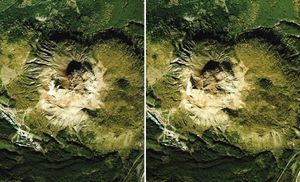 쇼와신잔의 스테레오 공중사진 (1976년)국토교통성 국토지리원 [https://mapps.gsi.go.jp/ 지도·공중사진 열람 서비스]의 공중사진을 기반으로 제작