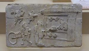 한나라 무덤 벽돌에 묘사된 손수레