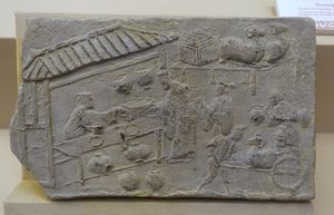 동한 무덤 벽돌에 묘사된 손수레