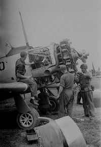 T-6에 탑재된 성형 왕복 기관 (1950년 촬영)