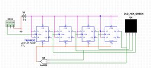 JK 플립플롭을 사용한 십진 카운터 회로 (74LS112D)