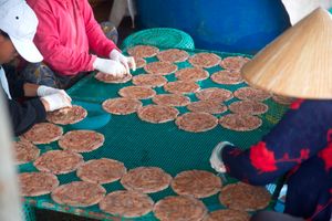 Tiền Giang성 Gò Công에서 매미새우 건조, 베트남