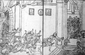 일본인에게 붙잡힌 피터 나이츠(오른쪽 상단)