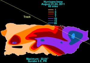 허리케인 아이린이 푸에르토리코에 내린 강수량