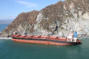 허리케인으로 좌초된 벌크선 로스 야니토스