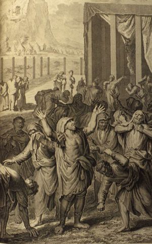 1728년 성서 삽화, 이스라엘 백성이 모세를 애도하다