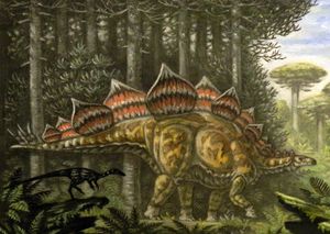 환경 속의 코엘루루스(왼쪽 아래)와 스테고사우루스