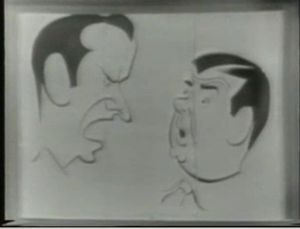 NBC-TV의 콜게이트 코미디 아워의 두 사람의 캐리커처