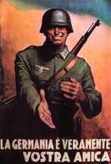 이탈리아 사회 공화국 선전 포스터: "독일은 진정한 당신의 친구입니다" by 지노 보카시레 (1944)