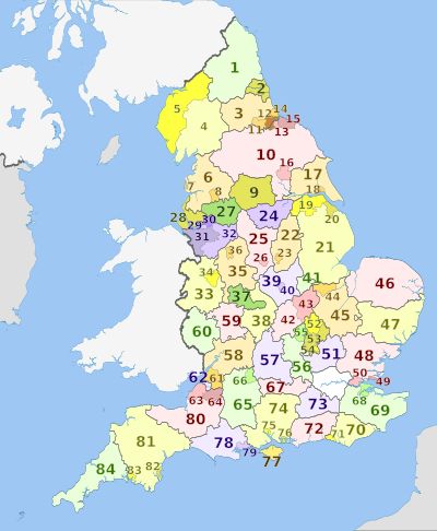 2023년 기준 잉글랜드의 광역 및 비광역 자치구