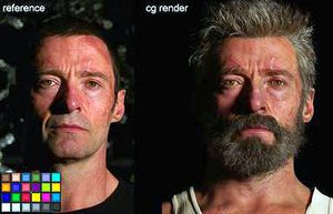 분장과 시각 특수 효과가 적용된 울버린 역의 휴 잭맨