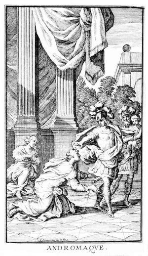 1676년 파리에서 출판된 Act&nbsp;III, scene&nbsp;6을 묘사한 프론티스피스