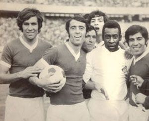 펠레와 친선 경기 후 산투스와의 친선 경기 후 파스 선수들