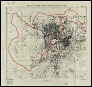 1938년 우드헤드 위원회에서 유대 민족이 제안한 예루살렘 분할안.
