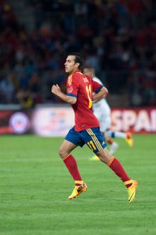 스페인 대표팀에서 뛰는 페드로2013년 9월 10일, 칠레전