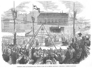 1866년 국립 고고학 박물관과 국립 도서관을 위한 건물 기공식